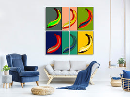 4-piece-canvas-print-colorful-bananas