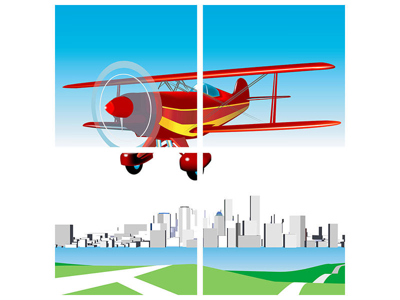 4-piece-canvas-print-flying-aircraft