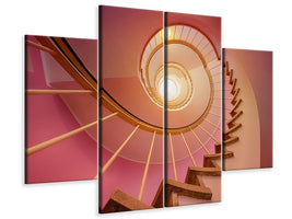 4-piece-canvas-print-spiral-staircase-in-pink