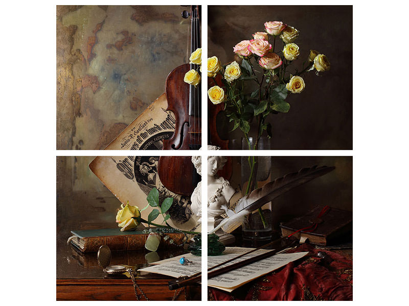 4-piece-canvas-print-still-life-with-violin-and-bust