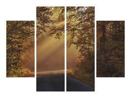 4-piece-canvas-print-sunbeams-in-the-forest