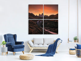 4-piece-canvas-print-waterfall-sunset