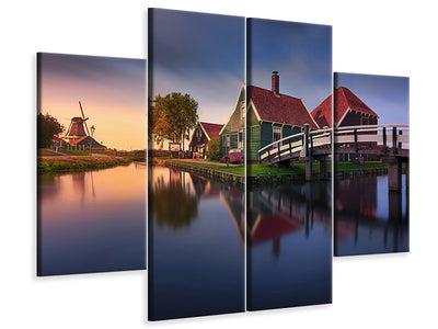 4-piece-canvas-print-zaanse-schans-green-house