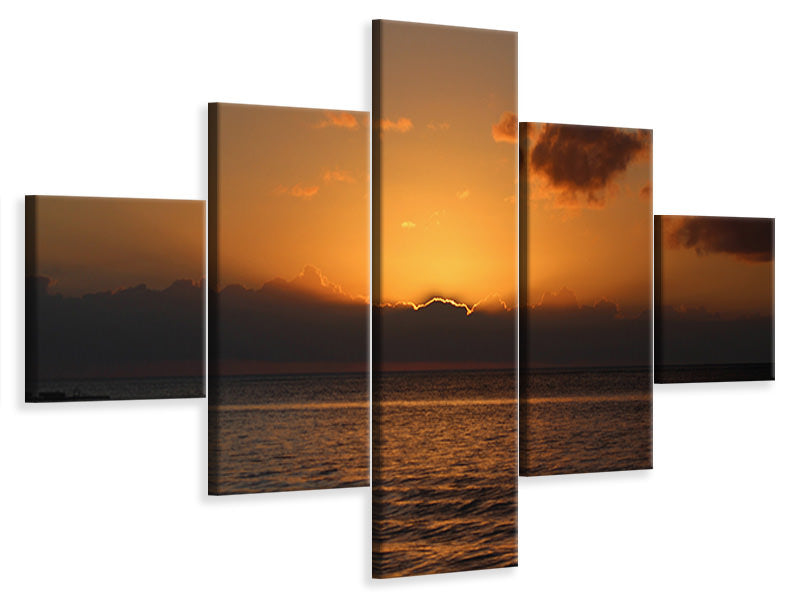 5-piece-canvas-print-beautiful-sunrise-on-the-beach