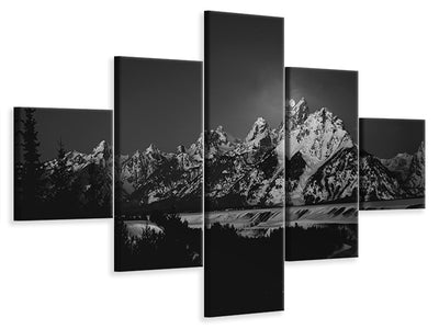 5-piece-canvas-print-full-moon-sets-in-the-teton-mountain-range
