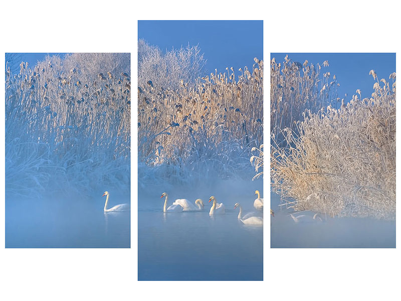 modern-3-piece-canvas-print-blue-swan-lake