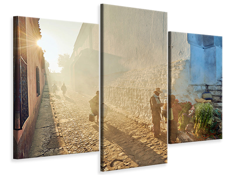 modern-3-piece-canvas-print-morning-in-city-chichicastenango