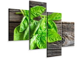 modern-4-piece-canvas-print-basil-leaves-ii