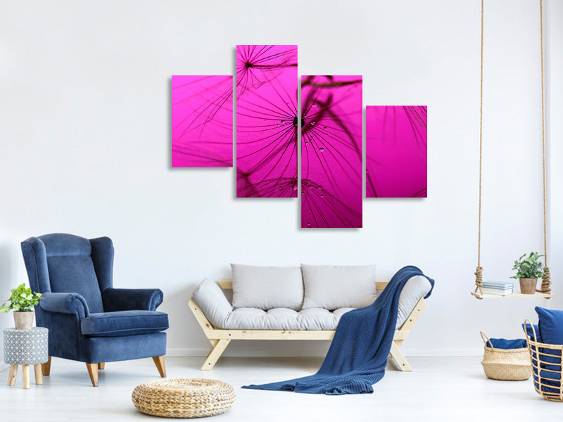 modern-4-piece-canvas-print-dandelion-in-pink