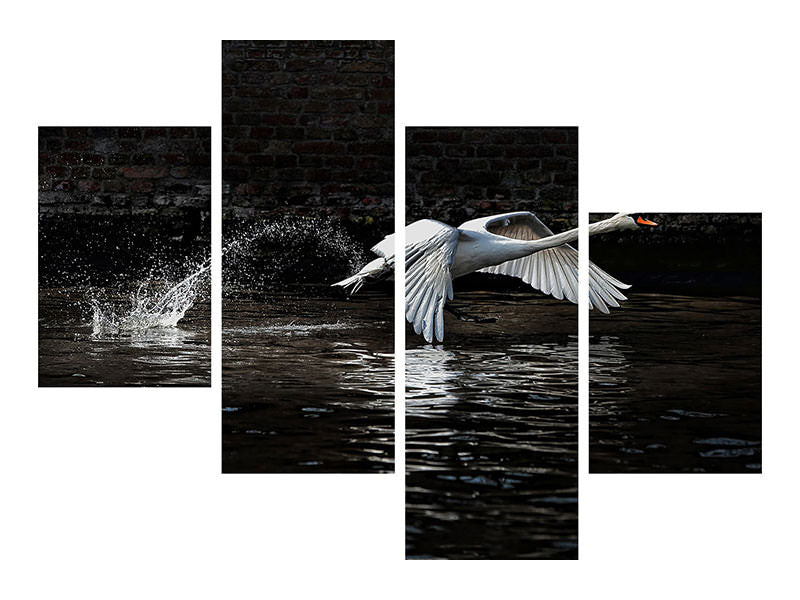 modern-4-piece-canvas-print-flying-swan