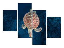 modern-4-piece-canvas-print-green-turtle-on-blue-water