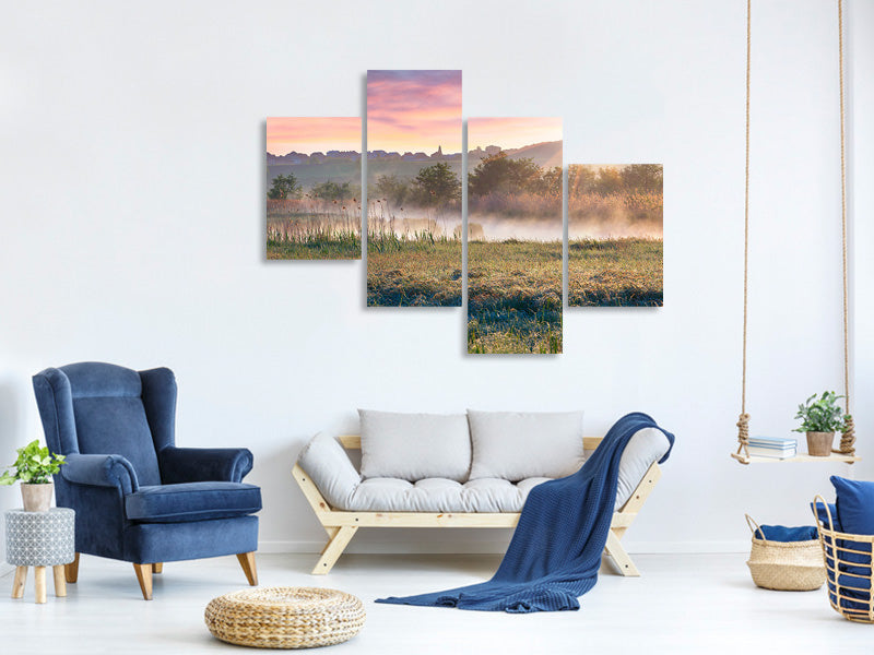 modern-4-piece-canvas-print-sunset-on-hill