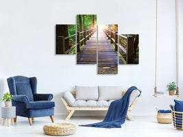 modern-4-piece-canvas-print-the-bridge-in-the-forest