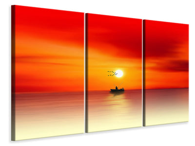 3-piece-canvas-print-a-fisherman-in-the-sunset