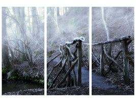 3-piece-canvas-print-old-wooden-bridge-in-the-forest