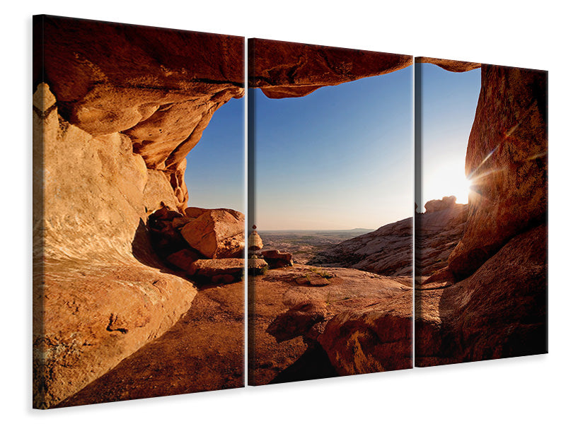 3-piece-canvas-print-sunset-in-front-of-the-cave