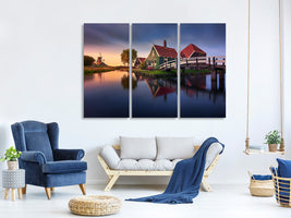 3-piece-canvas-print-zaanse-schans-green-house