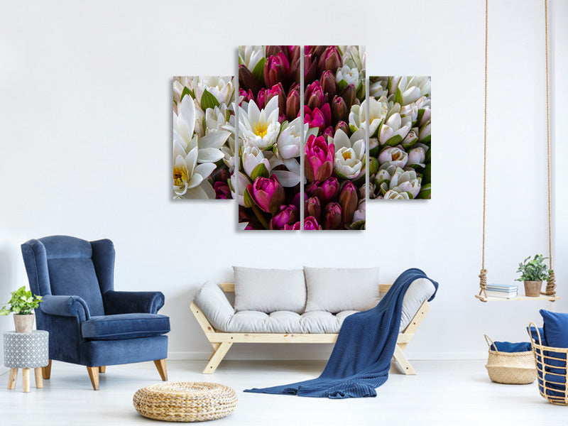 4-piece-canvas-print-a-bouquet-of-water-lilies