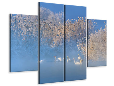 4-piece-canvas-print-blue-swan-lake