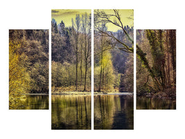 4-piece-canvas-print-lake-in-the-forest