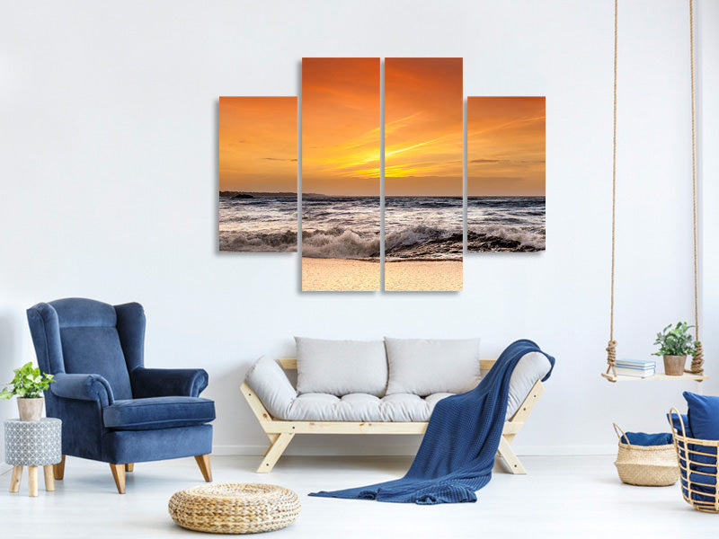 4-piece-canvas-print-lake-with-sunset