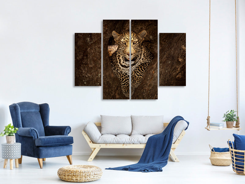 4-piece-canvas-print-leopard-resting-on-a-tree-at-masai-mara
