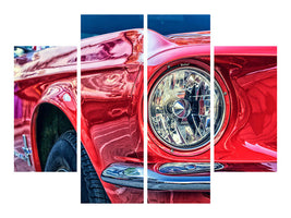 4-piece-canvas-print-red-vintage-car