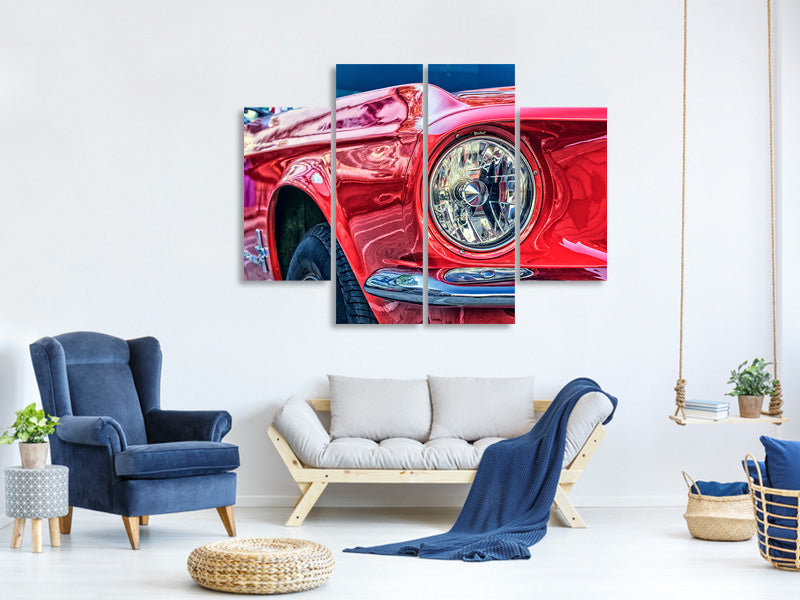 4-piece-canvas-print-red-vintage-car