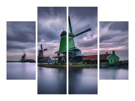 4-piece-canvas-print-the-green-windmill