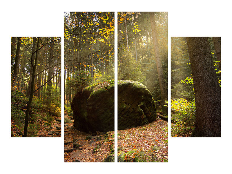 4-piece-canvas-print-the-rock-in-the-forest