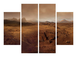 4-piece-canvas-print-volcanic-landscape-in-the-morning-fog