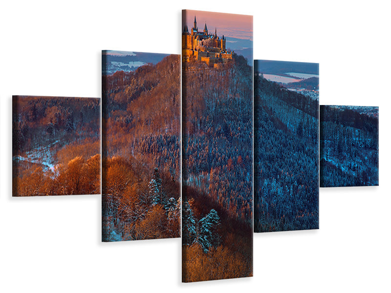 5-piece-canvas-print-hohenzollern-in-winter-mood