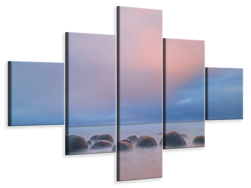 5-piece-canvas-print-moeraki-boulders