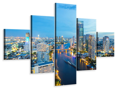5-piece-canvas-print-skyline-bangkok-at-dusk