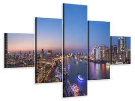 5-piece-canvas-print-the-blue-hour-in-shanghai