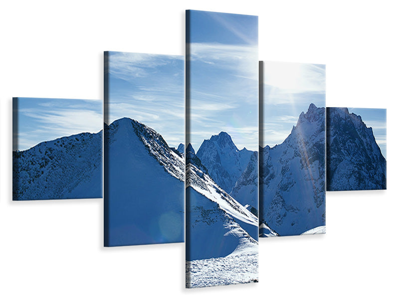 5-piece-canvas-print-the-mountain-in-snow