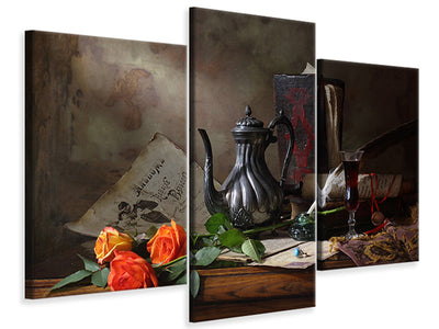 modern-3-piece-canvas-print-still-life-with-teapot-and-roses