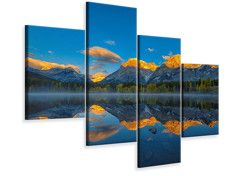 modern-4-piece-canvas-print-a-perfect-morning-in-canadian-rockies