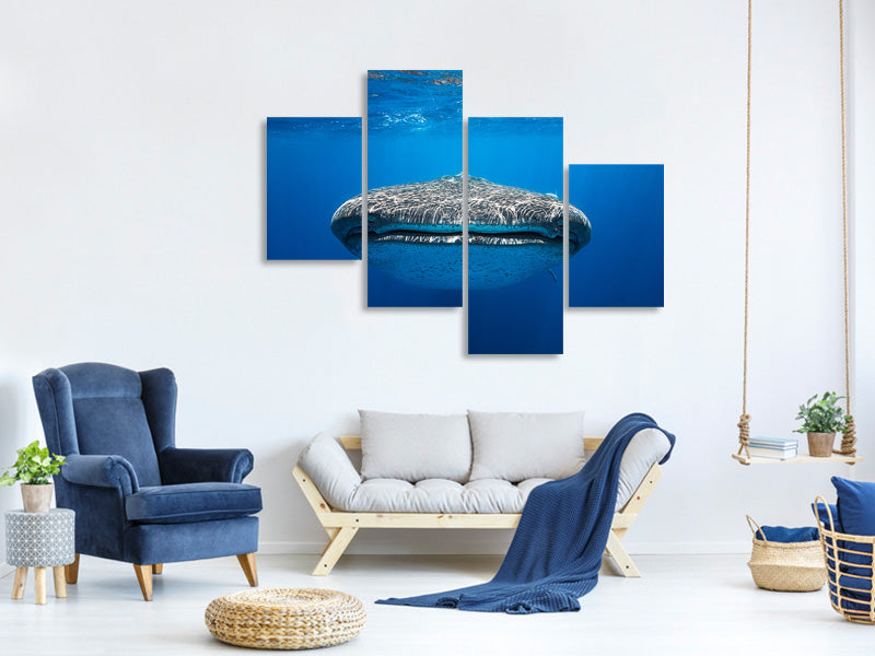 modern-4-piece-canvas-print-face-to-face-with-a-whale-shark