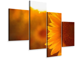 modern-4-piece-canvas-print-macro-sunflower