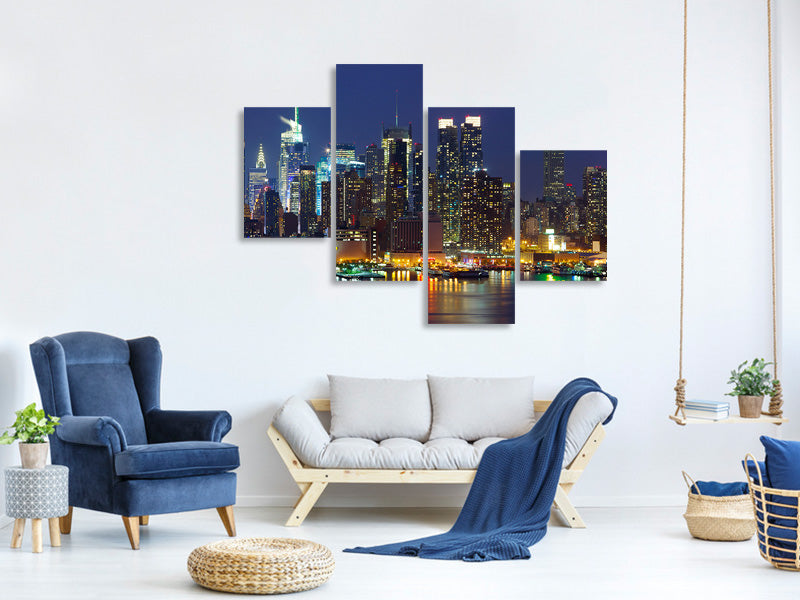 modern-4-piece-canvas-print-skyline-new-york-midtown-at-night