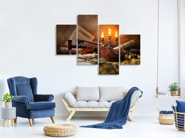 modern-4-piece-canvas-print-still-life-with-violin-and-candles