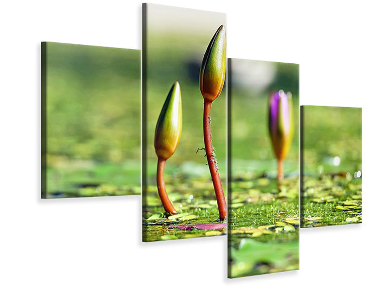 modern-4-piece-canvas-print-water-lilies-in-xl