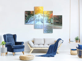 modern-4-piece-canvas-print-waterfall-in-light