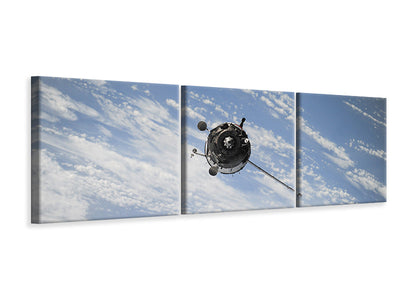 panoramic-3-piece-canvas-print-a-satellite-above-the-clouds
