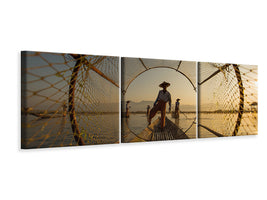 panoramic-3-piece-canvas-print-inle-fisherman