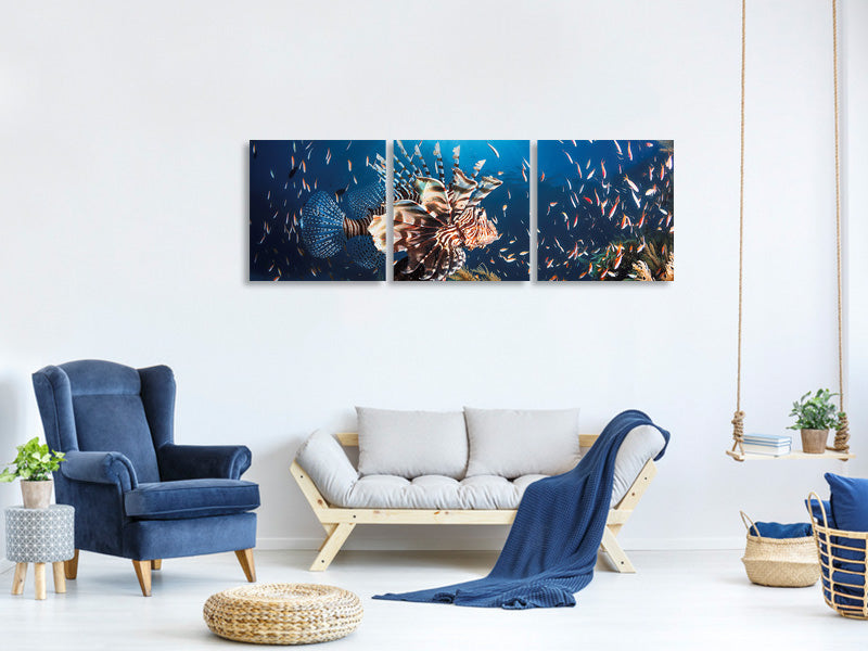 panoramic-3-piece-canvas-print-lionfish