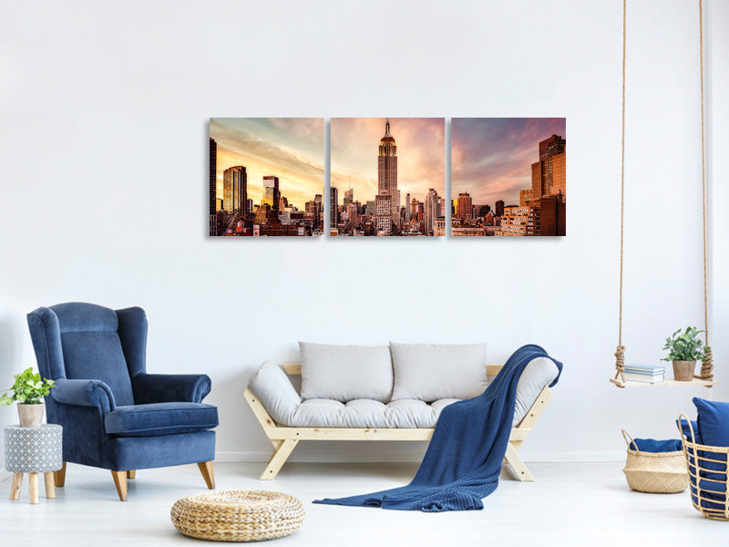 panoramic-3-piece-canvas-print-midtown-sunset