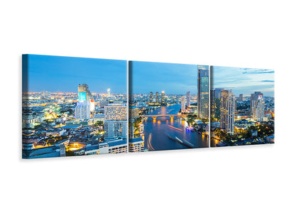 panoramic-3-piece-canvas-print-skyline-bangkok-at-dusk